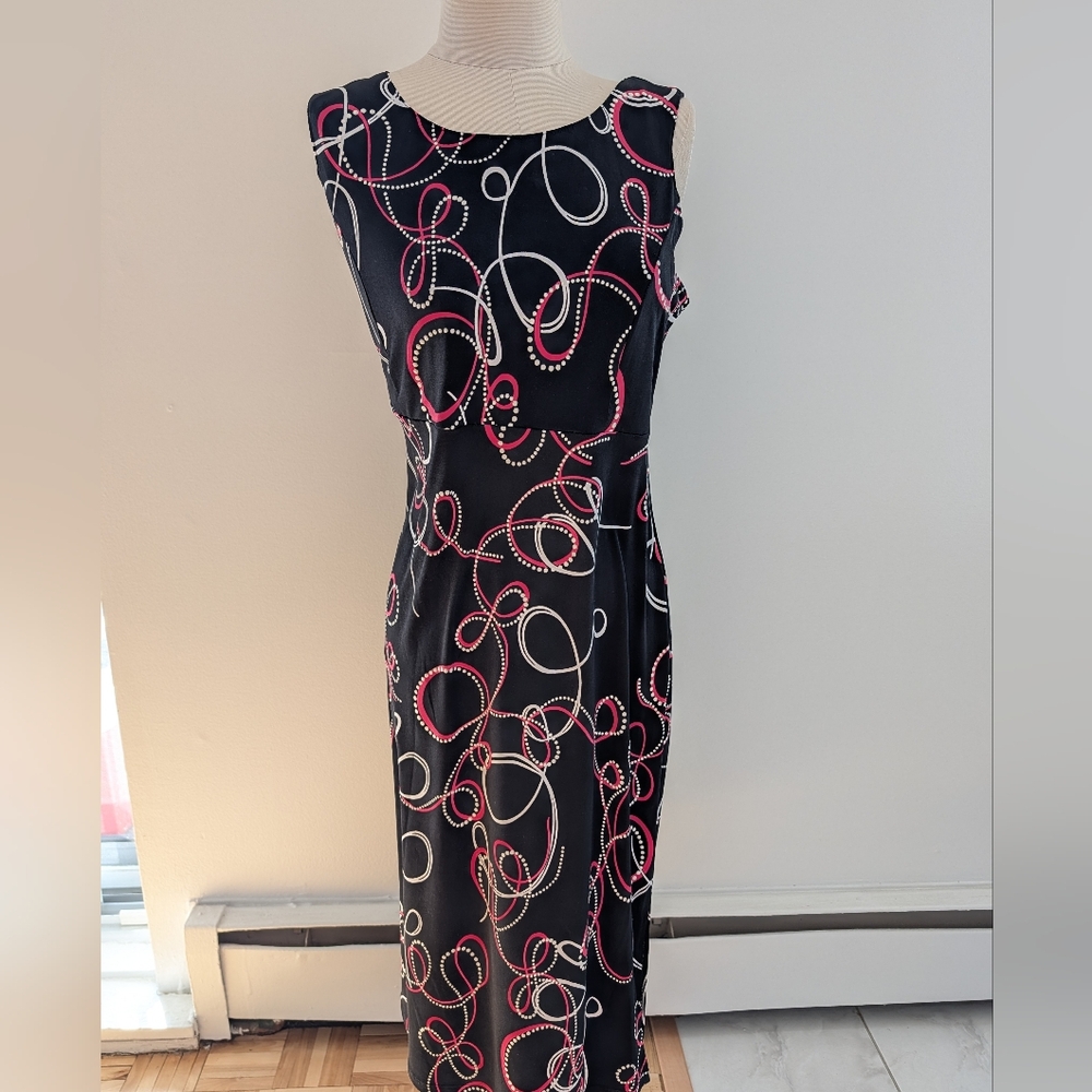 Bali Black Dress with Red and White Swirls